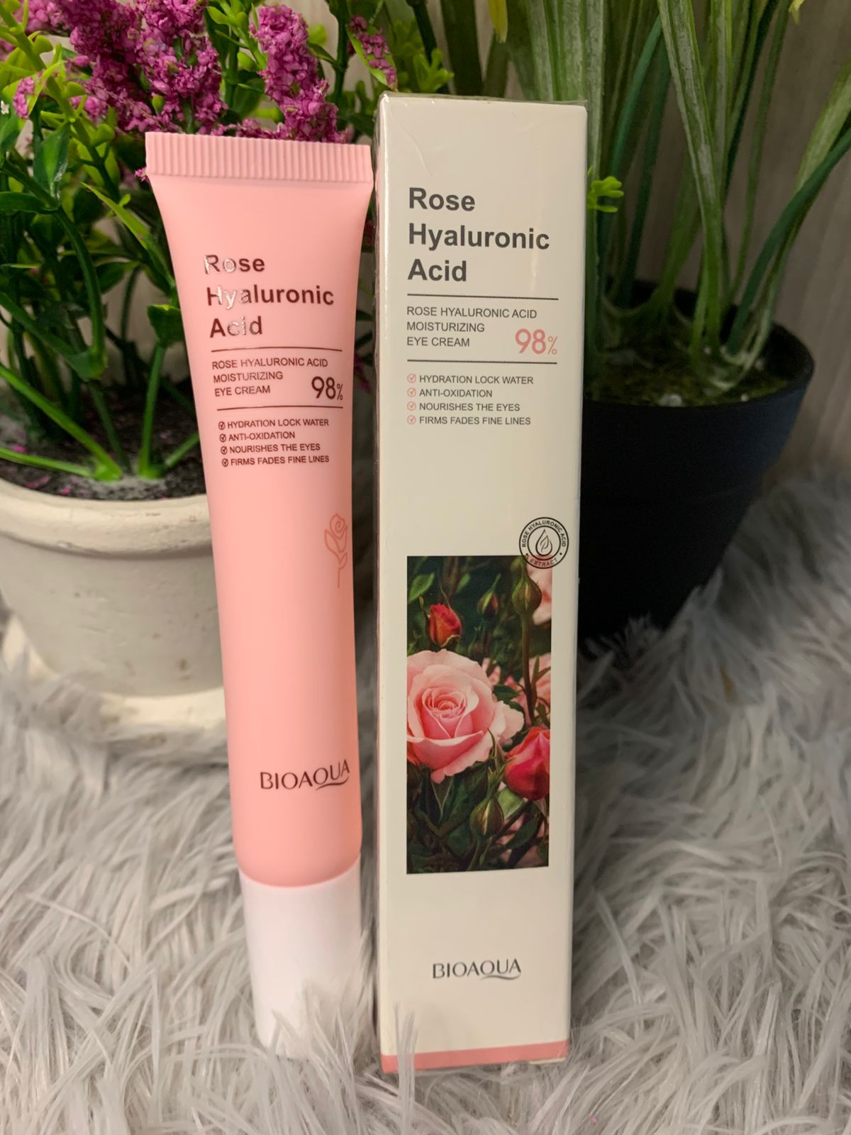 🌹 CREMA CONTORNO DE OJOS BIOAQUA ROSE HYALURONIC ACID – 98% PURE HYDRATION